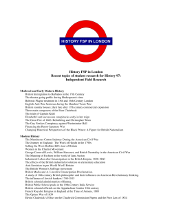 History FSP in London Recent topics of student research for History 97