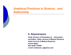 Unethical Practices in Science, and Authorship