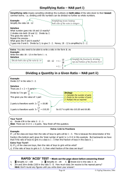 Simplifying Ratio &ndash; NA8 part i) Dividing a Quantity in a