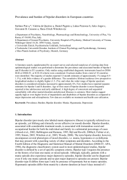 Prevalence and burden of bipolar disorders in European