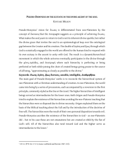 Pseudo-Dionysius` vision for ἕ&nu;&omega;&sigma;&iota;&sigmaf; is