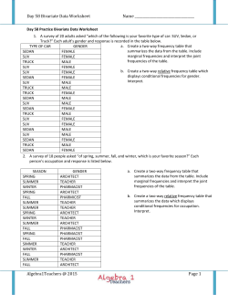 Bivariate Data Worksheet - High School Math Teachers