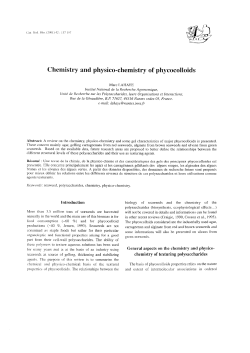 Chemistry and physico-chemistry of phycocolloids