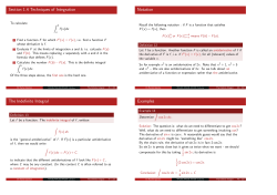 Section 1.4 Techniques of Integration Notation The Indefinite