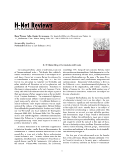 H.-W. Hahn (Hrsg.): Der deutsche Zollverein - H-Net