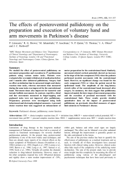 The effects of posteroventral pallidotomy on the preparation