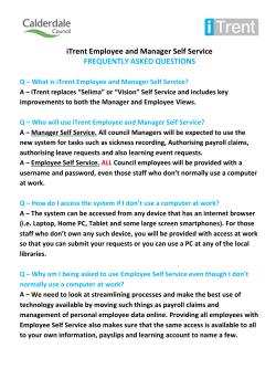 iTrent FAQs - Calderdale Council