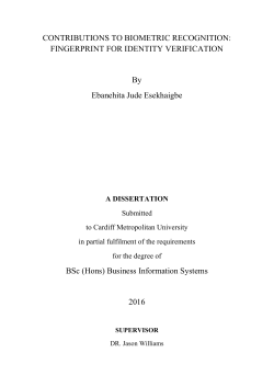 CONTRIBUTIONS TO BIOMETRIC RECOGNITION