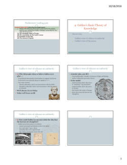 10/18/2016 1 4: Galileo`s Basic Theory of Knowledge