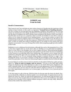 ACIM Edmonton - Sarah`s Reflections LESSON 109 I rest in God.