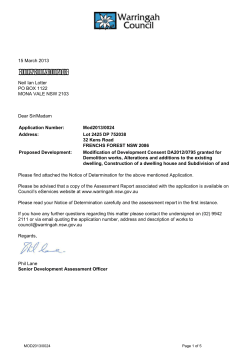 15 March 2013 Neil Ian Lotter PO BOX 1122 MONA VALE NSW