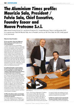 The Aluminium Times profile: Maurizio Sala, President / Fulvio Sala