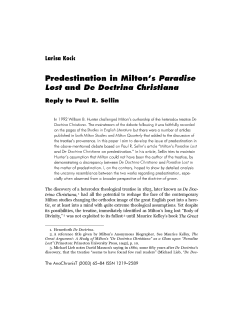Predestination in Milton`s Paradise