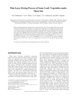Thin Layer Drying Process of Some Leafy Vegetables under Open Sun