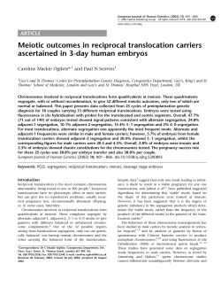 Meiotic outcomes in reciprocal translocation carriers
