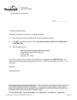 To Whom It May Concern: Attached is information to assist you in