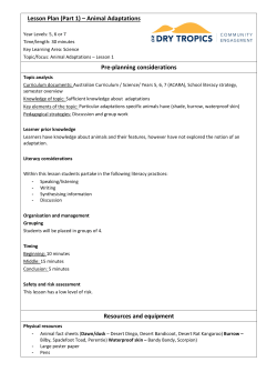 Lesson Plan (Part 1) – Animal Adaptations Pre