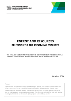 Briefing to the Incoming Minister of Energy and Resources