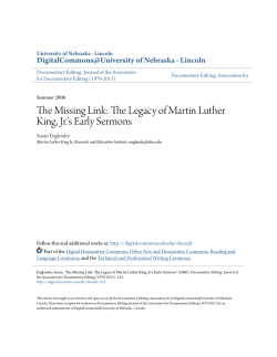 The Missing Link: The Legacy of Martin Luther King, Jr.`s Early