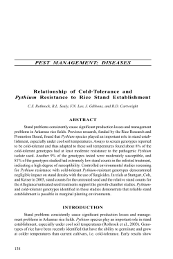 PEST MANAGEMENT: DISEASES Relationship of Cold