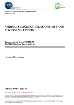 Ambiguity, Agency Relationships and Adverse Selection