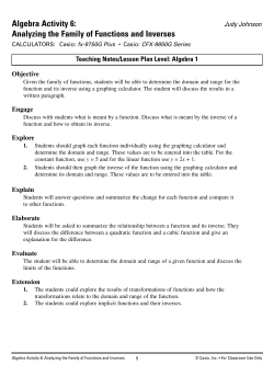Algebra Activity 6: Analyzing the Family of Functions and Inverses