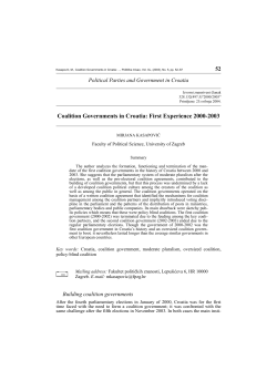 Coalition Governments in Croatia: First Experience 2000-2003
