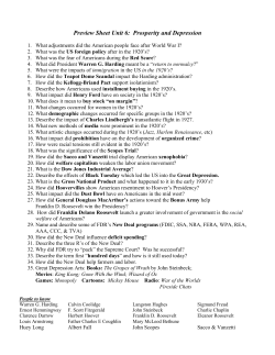 Preview Sheet Unit 6: Prosperity and Depression