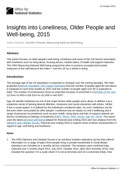 Insights into Loneliness, Older People and Well