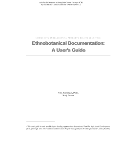 Ethnobotanical Documentation: A User`s Guide1