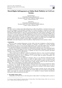 Moral Rights Infringement on Online Book Publicity in Civil Law