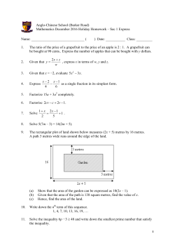 Mathematics December 2016 Holiday Homework &ndash; Sec 1 Express