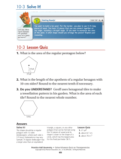 10-3 Solve It! 10-3 Lesson Quiz