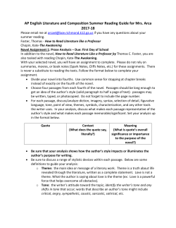 AP English Literature and Composition Summer Reading Guide for