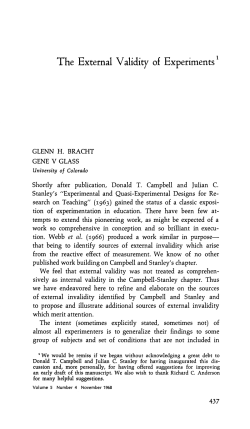 The External Validity of Experiments