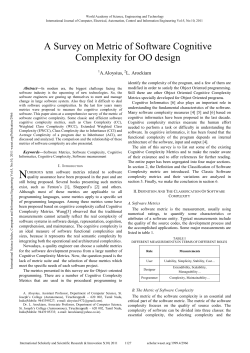 A Survey on Metric of Software Cognitive Complexity for OO design