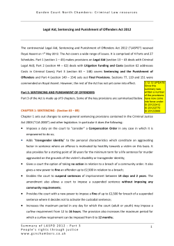 Legal Aid, Sentencing and Punishment of Offenders Act 2012