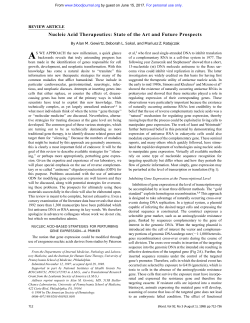 Nucleic Acid Therapeutics: State of the Art and Future Prospects