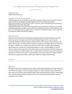 Common Core State Standards: Unit Overview Lesson 1 Objective