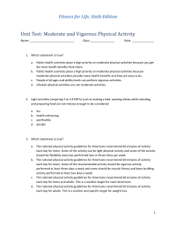 Unit Test: Moderate and Vigorous Physical Activity