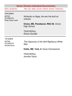 Senior Division Individual Documentary 2nd place Nintendo vs