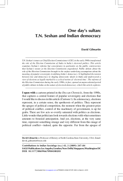 One day`s sultan: TN Seshan and Indian democracy