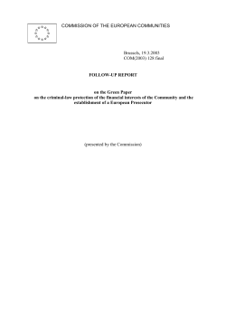 Follow-up report on the Green Paper presented by the Commission