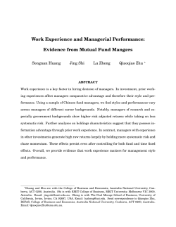 Work Experience and Managerial Performance: Evidence from