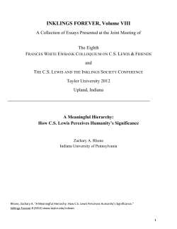 How CS Lewis Perceives Humanity`s Significance