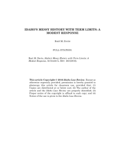 idaho`s messy history with term limits: a modest