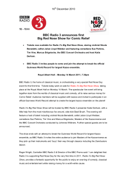 BBC Radio 3 announces first Big Red Nose