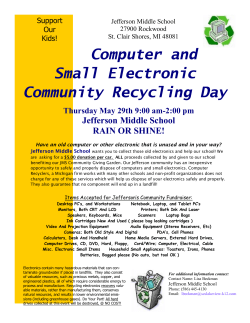 Computer and Small Electronic Community Recycling Day Thursday