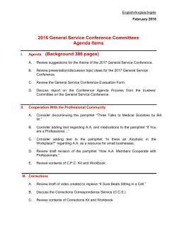 2016 General Service Conference Committees Agenda Items I