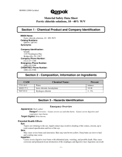Material Safety Data Sheet Ferric chloride solutions, 10